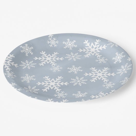 ブルースノーフレークのクリスマスベビーシャワー誕生日パート ペーパープレート (アングル)