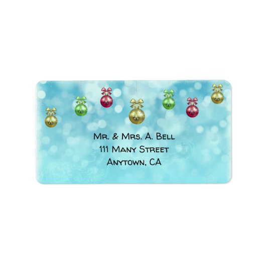 ブルースノーフレークのクリスマスボール ラベル (正面)