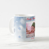 ブルースノーフレークのミニマルな赤いレターフォト コーヒーマグカップ (正面左)