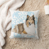 ブルースノーフレークの背景のラフなコリー クッション (ブランケット)