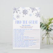ブルースノーフレークはゲスト赤ちゃんシャワーゲームを見つける 便箋 (スタンド正面)