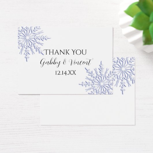 ブルースノーフレークウィンターウェディングメッセージカード (デスク)