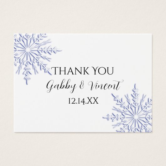ブルースノーフレークウィンターウェディングメッセージカード (正面)