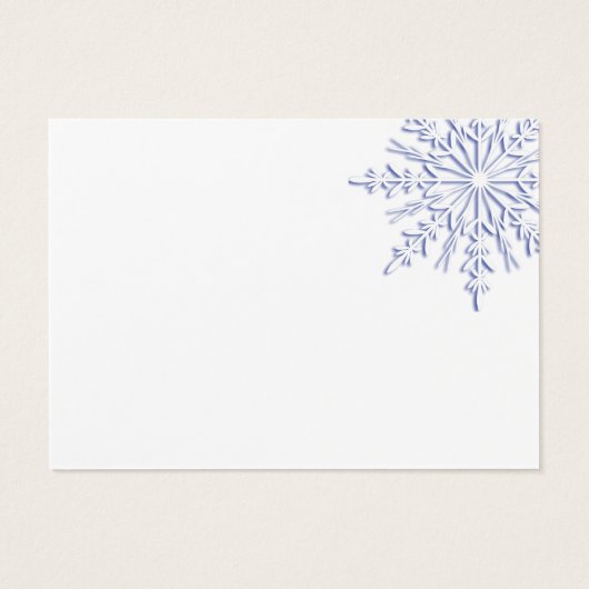 ブルースノーフレークウィンターウェディングメッセージカード (裏面)
