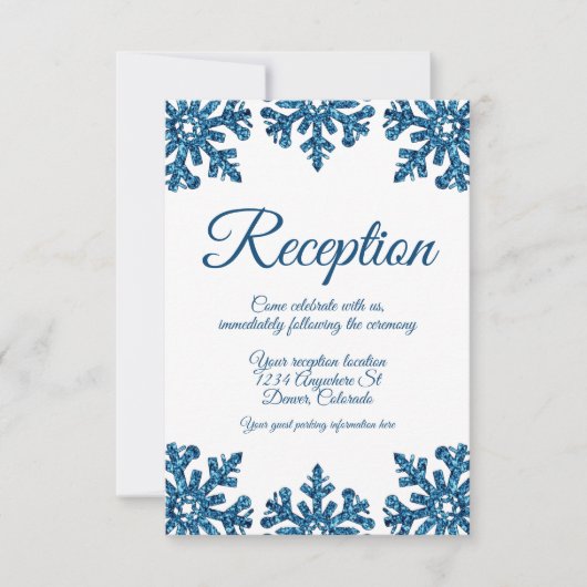 ブルースノーフレークウィンターウェディング披露宴 招待状 (正面)