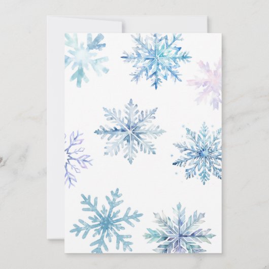 ブルースノーフレークウィンターオネダーランド誕生日招待状 サンキューカード (裏面)