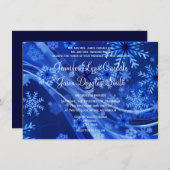 ブルースノーフレークウィンタークリスマス結婚式招待状 招待状 (正面/裏面)
