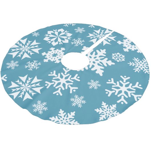 ブルースノーフレークウィンターホリデークリスマスツリースカート ブラッシュドポリエステルツリースカート (アングル)