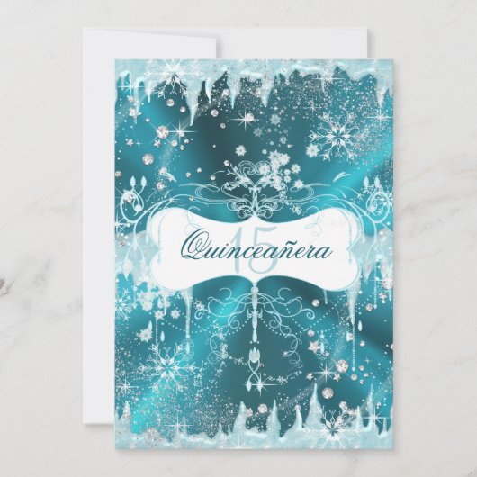 ブルースノーフレークウィンターワンダーランドキンセアニェラ 招待状 (正面)