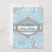 ブルースノーフレークウィンターワンダーランドスウィート16招待状 招待状 (正面)