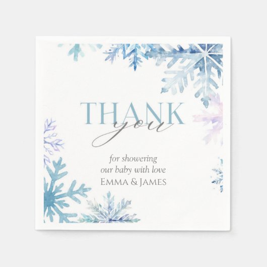 ブルースノーフレークウィンターワンダーランドナプキンズ スタンダードカクテルナプキン (正面)