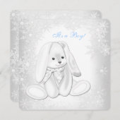 ブルースノーフレークウィンターワンダーランド男の赤ちゃんシャワー 招待状 (正面/裏面)