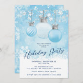 ブルースノーフレークオーナメントクリスマスパーティー 招待状 (正面/裏面)