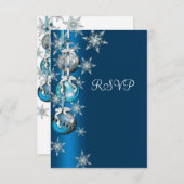 ブルースノーフレークオーナメントクリスマスパーティーRSVP 出欠カード (正面/裏面)