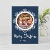 ブルースノーフレークオーナメントクリスマスフォト シーズンカード (スタンド正面)