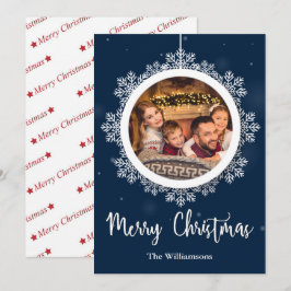 ブルースノーフレークオーナメントクリスマスフォト シーズンカード