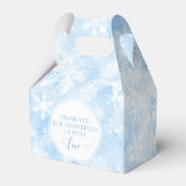 ブルースノーフレーククリスマスの赤ちゃんシャワーお願いボックス フェイバーボックス (裏面サイド)