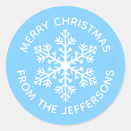 ブルースノーフレーククリスマスステッカー ラウンドシール