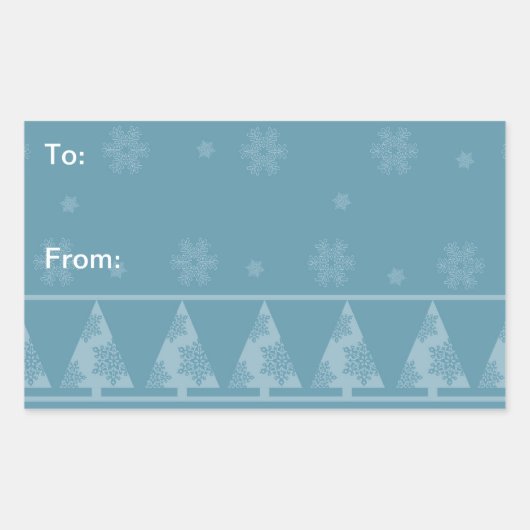 ブルースノーフレーククリスマスツリーシール 長方形シール (正面)