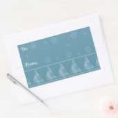 ブルースノーフレーククリスマスツリーシール 長方形シール (封筒)