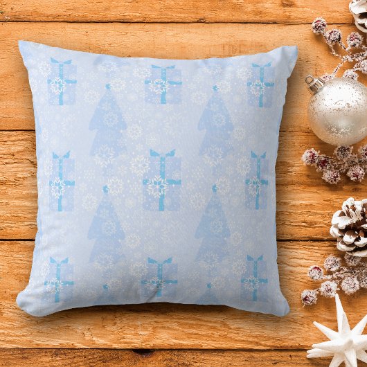 ブルースノーフレーククリスマスパターン クッション