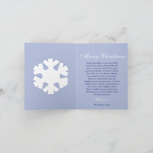 ブルースノーフレーククリスマスフォト折り畳みカード サンキューカード (内部)