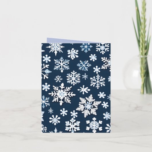 ブルースノーフレーククリスマスフォト折り畳みカード サンキューカード (裏面)