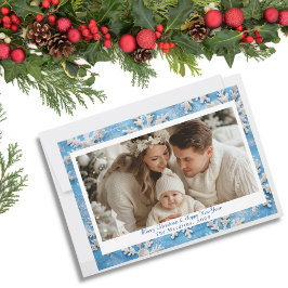 ブルースノーフレーククリスマスフォト シーズンカード