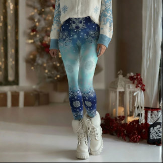 ブルースノーフレーククリスマスレギンス レギンス