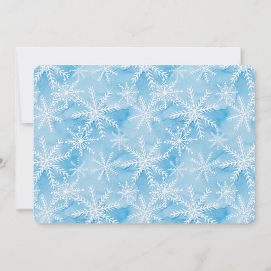 ブルースノーフレーククリスマス写真テンプレートフラットカード 招待状 (裏面)