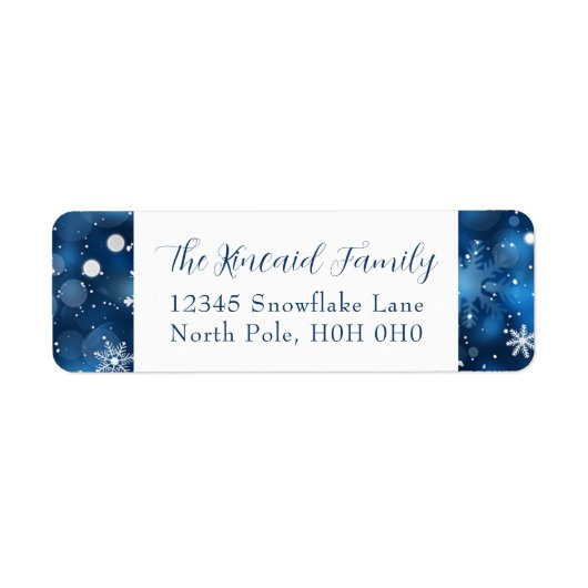 ブルースノーフレーククリスマス差出人住所ラベル ラベル (正面)