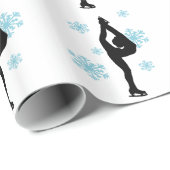 ブルースノーフレークスアイススケートで滑るギフトラップ ラッピングペーパー (ロールコーナー)