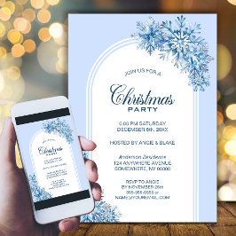 ブルースノーフレークスアーチクリスマスパーティー 招待状