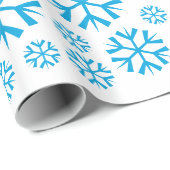 ブルースノーフレークスウィンターホリデーパターンオンホワイト ラッピングペーパー (ロールコーナー)