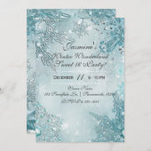ブルースノーフレークスウィンターワンダーランドホリデーパーティー 招待状 (正面/裏面)