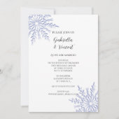 ブルースノーフレークスオンホワイトウィンターウェディング招待状 招待状 (正面)