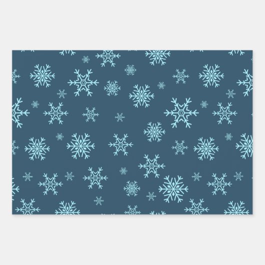 ブルースノーフレークスクリスマスセット3 ラッピングペーパーシート (正面)