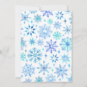 ブルースノーフレークスクリスマスディナーパーティー水彩 招待状 (裏面)