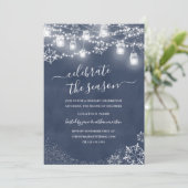 ブルースノーフレークストリングライトレッドクリスマス 招待状 (スタンド正面)