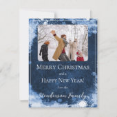 ブルースノーフレークスフラットホリデーフォトカード シーズンカード (正面)