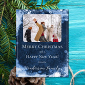 ブルースノーフレークスフラットホリデーフォトカード シーズンカード