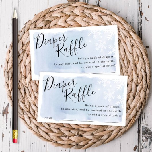 ブルースノーフレークスベビーシャワーラッフルチケット エンクロージャーカード