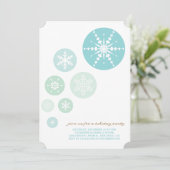 ブルースノーフレークスホリデー/クリスマスパーティの招待状 招待状 (スタンド正面)