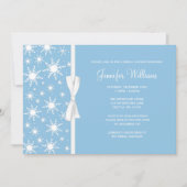 ブルースノーフレークスホワイトボウウィンターブライダルシャワー 招待状 (正面)