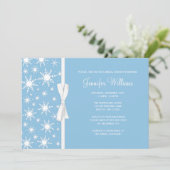 ブルースノーフレークスホワイトボウウィンターブライダルシャワー 招待状 (スタンド正面)