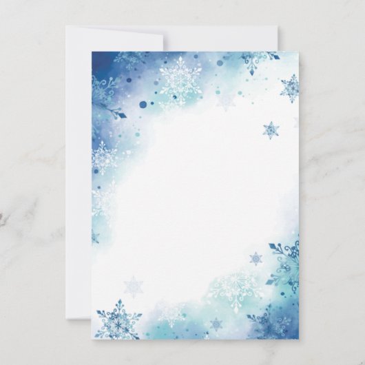 ブルースノーフレークスボーイズ冬ベビーシャワー招待状 招待状 (裏面)