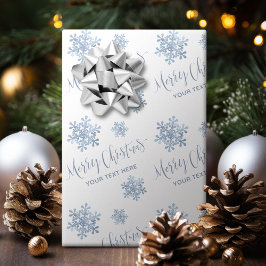 ブルースノーフレークスメリークリスマス書道カスタム ラッピングペーパー
