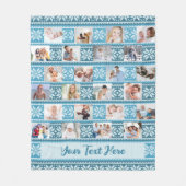 ブルースノーフレークセーター24フォトコラージュ フリースブランケット (正面)