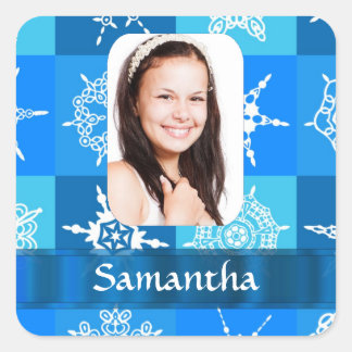 ブルースノーフレークパターン写真テンプレート スクエアシール