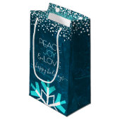 ブルースノーフレークピースジョイラブタイポグラフィ モダン スモールペーパーバッグ (正面アングル)